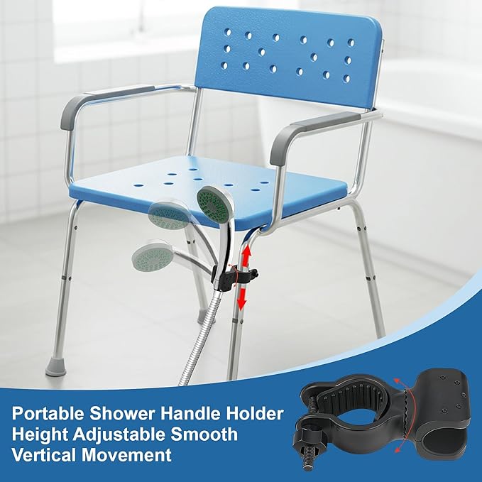 Plus tard Elderly Bath Chair Handheld Shower Head Holder Attachment for Shower Chair(2Pcs), Shower Head Shower Holder Fit for Bath Seat, Shower Aids Portable Bath Seat Shower Bench Stand