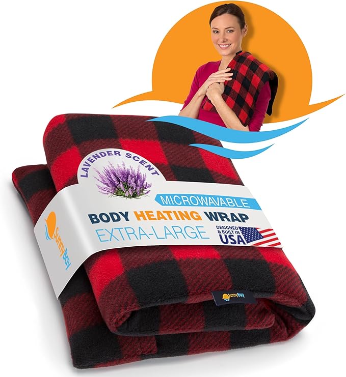SunnyBay Lavender Microwave Heating Pad, Microwavable Heavy Weighted Full Body Moist Hot or Cold Pack and Washable Fleece Cover, 10x24 Inches, 4 lbs, Buffalo