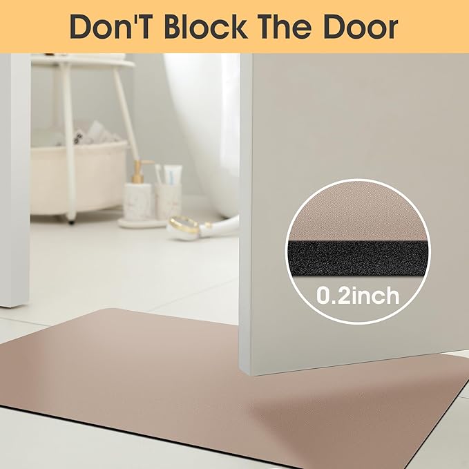 ACCUMTEK Non Slip Bath Mat, Thin Bathroom Rugs Fit Under Door, Quick Dry Bath Mats, Machine Washable Bath Rugs for Bathroom, Bathtub & Kitchen, Bathtub & Kitchen, Taupe/Solid/36 x24
