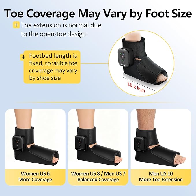 Comfytemp Portable Air Compression Foot Massager with Heat, FSA Eligible HSA, Cordless Ankle Compression Massage for Circulation and Pain Relief, Ideal for Mom Dad Seniors (1 Pack, Fits Size 6 to 10)