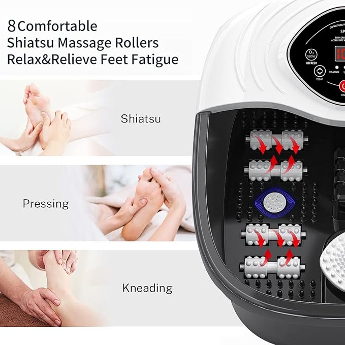 closewave Foot Spa Bath Massager with Heat, UV Ozone & Oxygen Bubbles,Shiatsu Rollers Epsom Salt Temperature Control, Relieves Stress and Feet Pain - Home Pedicure Soaking Tub Gift for Women/Men