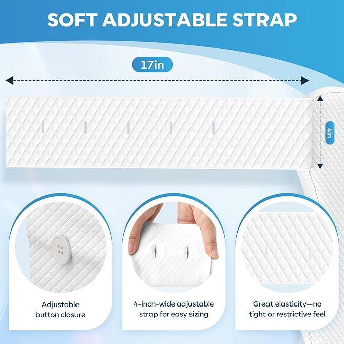 Ergonomic Knee Pillow with Adjustable Strap, Memory Foam Leg Spacer for Side Sleepers, Comfortable Bed Cushion, White