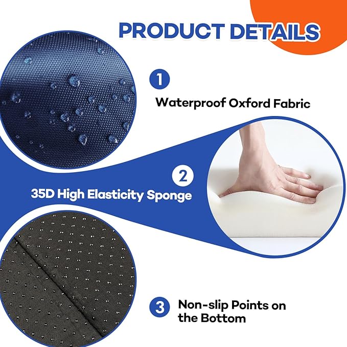 JZHLLA Foldable Fall Protection Mat for Elderly Blue Waterproof Non Slip Floor Mats with High-Resilience Foam 72 * 24 * 2 Inch Bedside Floor Mats for Elderly, Handicap, Senior