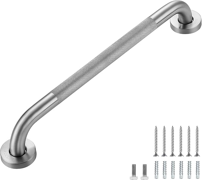 Grab Bars for Shower, 1 Pack 18-Inch Anti Slip Shower Handles for Elderly, Safety Shower Grab Bar, Stainless Steel Handicap Grab Bars for Bathroom,Toilet (Brushed Nickel, 1" Diameter)