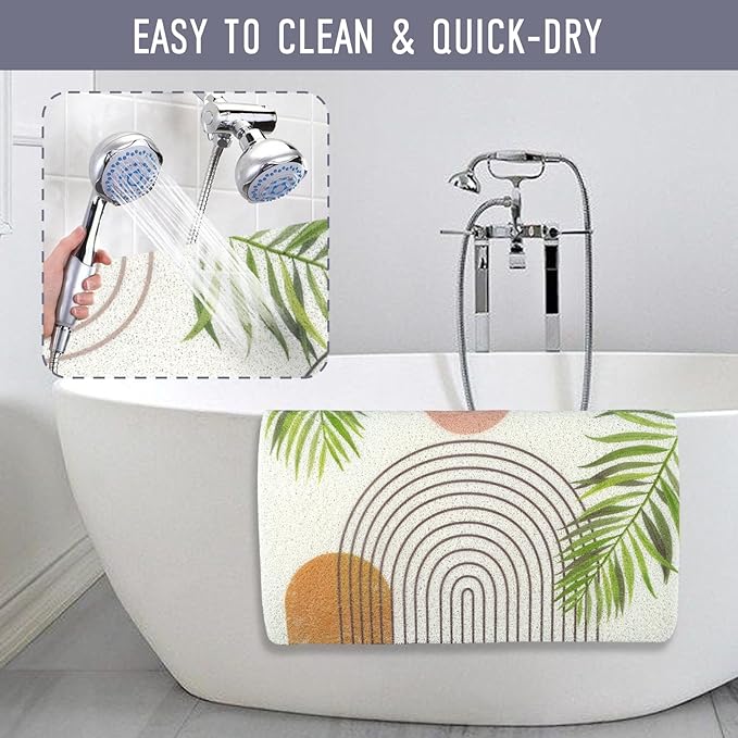 Square Shower Mat, 24 x 24 Inch Non Slip Bohemia Shower Stall Mat, Quick-Dry PVC Loofah Bath Mat for Shower Tub Bathroom