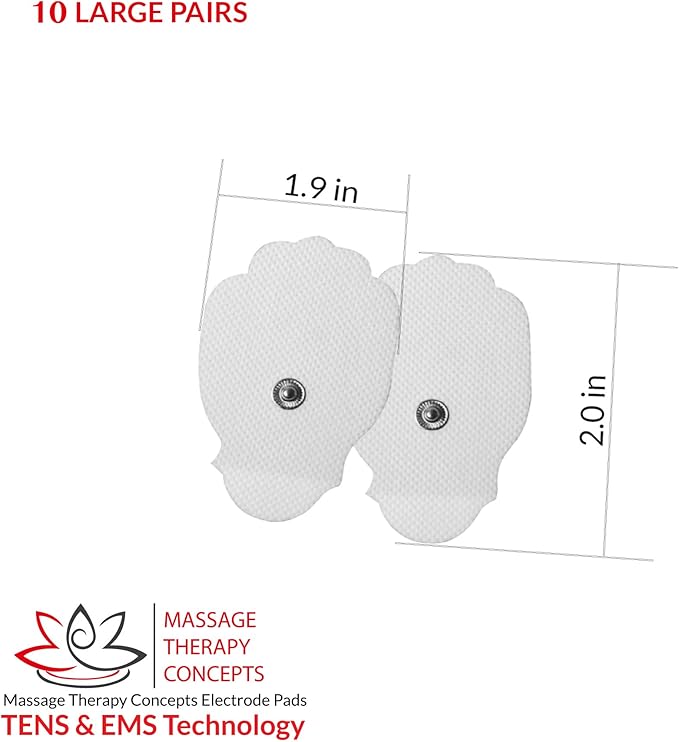 TENS Unit Pads - Premium Quality Snap Replacement Electrodes for TENS and EMS Electrotherapy - Self Adhesive Reusable Patches up to 30 Times (20 Large Pads) (1.9"X 2")