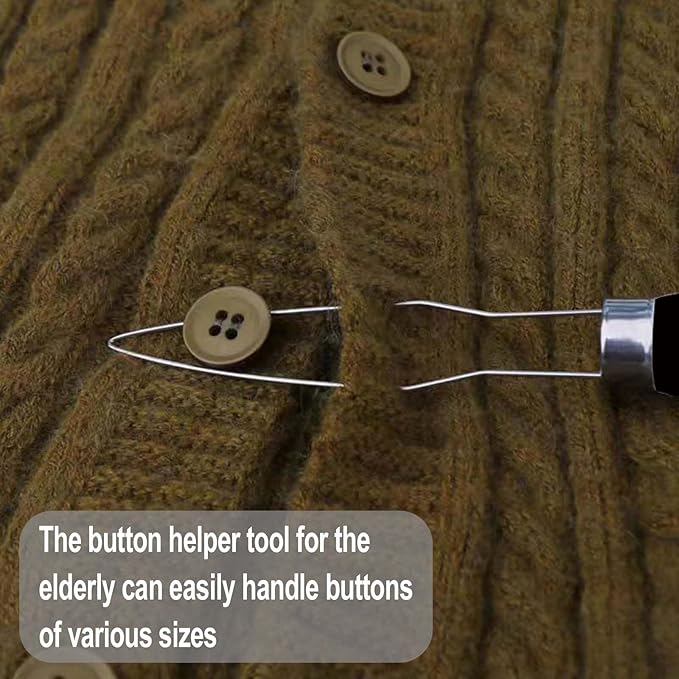 3PCS Easy One-Handed Button Hook for Seniors - Comfort Grip Button Assist Tool - Dressing Aid for Shirts, Pants, Dresses, Coats and Arthritis Hands