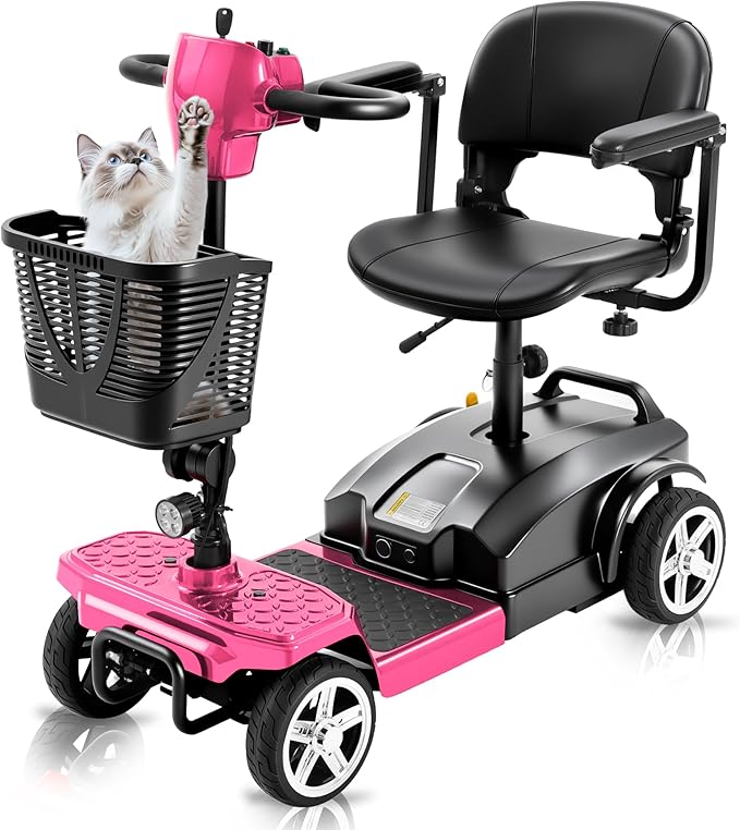4 Wheel Mobility Scooter for Seniors & Adults 15 Mile Range, 6 MPH Powered Mobility Scooter with 300 lbs Capacity, Foldable Compact Mobility Scooter for Travel, Electric Wheelchair