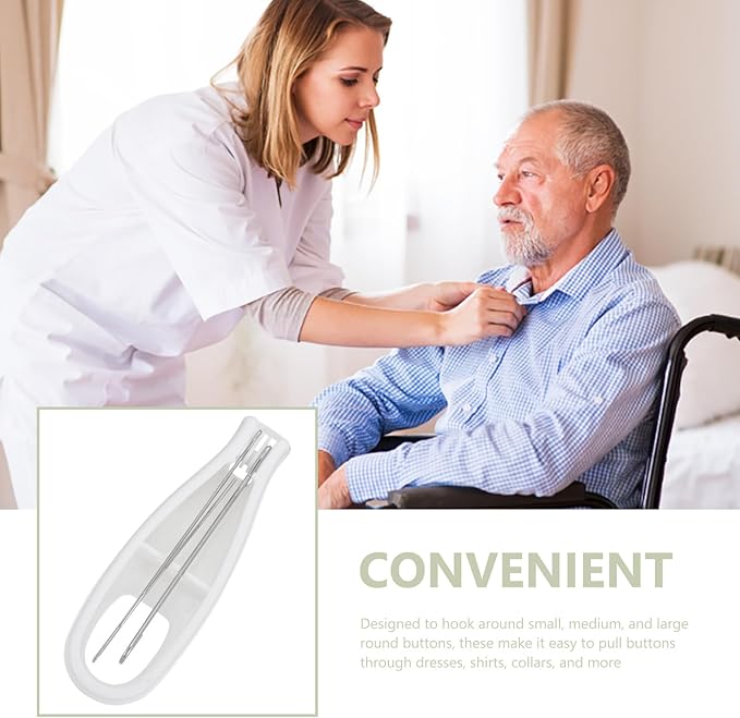 Button Hook and Zipper Puller One-Handed Button Aid Tool for Seniors and Disabled, Hand Dexterity Assistance Dressing Aid for Clothing and Coats