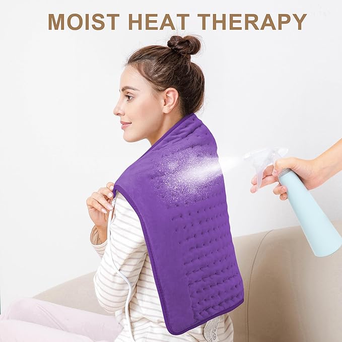 Deepsoon Heating Pad,Electric Heating Pads for Back,Neck,Moist Heating Pad for Abdomen Shoulder Knee Legs,Dry/Moist Heat&Auto Shut Off,Mother's Day Birthday for Men and Women,Dark Purple,24x20 Inch