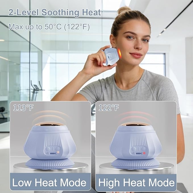 Hands-Free Body Massager with Heat and Vibration, Portable Mini Muscle Massager with Strong Suction Base, Trigger Point & Massage Ball-Style Design for Back, Shoulders, Arms, and Legs