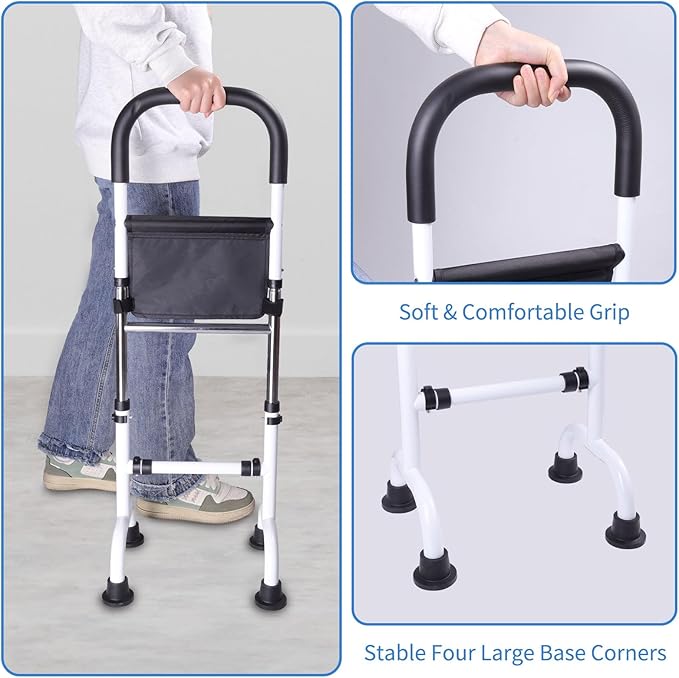 Stand Assist Mobility Aid Rail for Seniors – Adjustable Safety Grab Bar for Bed, Couch, Chair, Toilet – Non-Slip Base, Easy to Install, Stability Support for Sitting & Standing