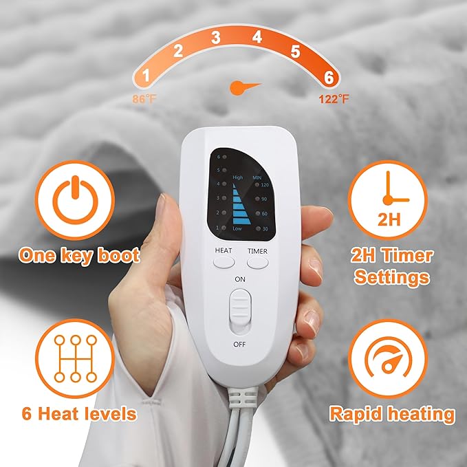 Deepsoon Heating Pad,Electric Heating Pads for Back,Neck,Moist Heating Pad for Abdomen Shoulder Knee Legs,Dry/Moist Heat&Auto Shut Off,Mother's Day Birthday for Men and Women,Light Gray,33x17 Inch
