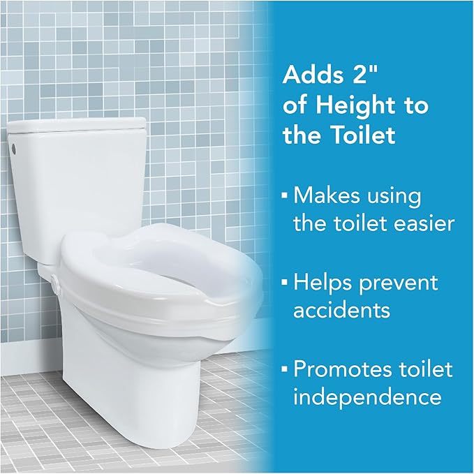Carex Toilet Seat Riser, Elongated Raised Toilet Seat Adds 2.5 inches to Toilet Height, 300 Pound Weight Capacity Toilet Riser