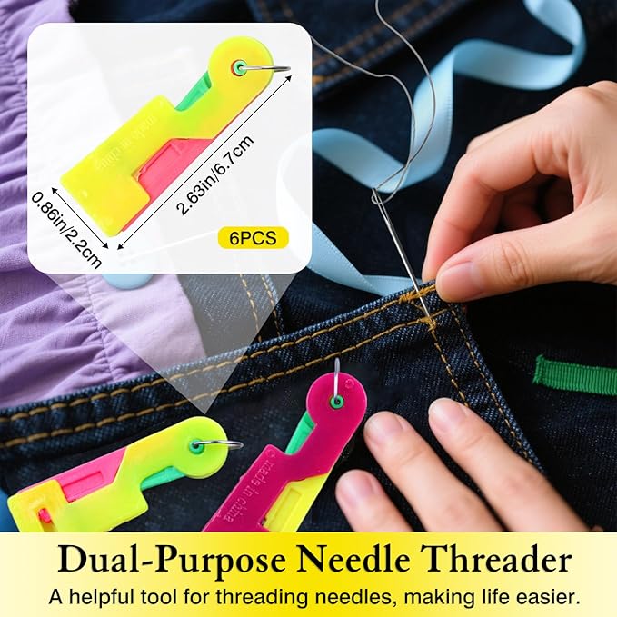 Automatic Needle Threader – 6 PCS Sewing Machine & Hand Sewing Threading Tools, Lightweight Plastic Needle Threading Device