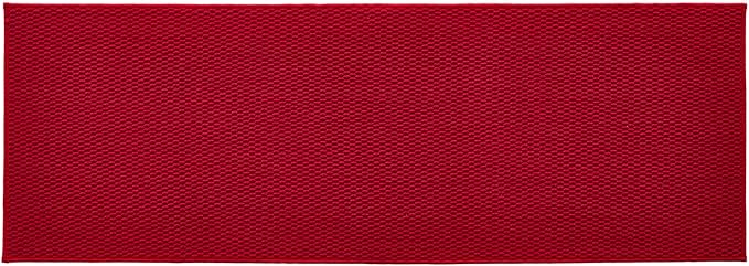 TYUU Christmas Bathroom Runner Rugs, Long Bath Mat Runner Washable Thin Quick Dry Low Pile Bathroom Runner Rugs Non Slip, Red 24"x70"