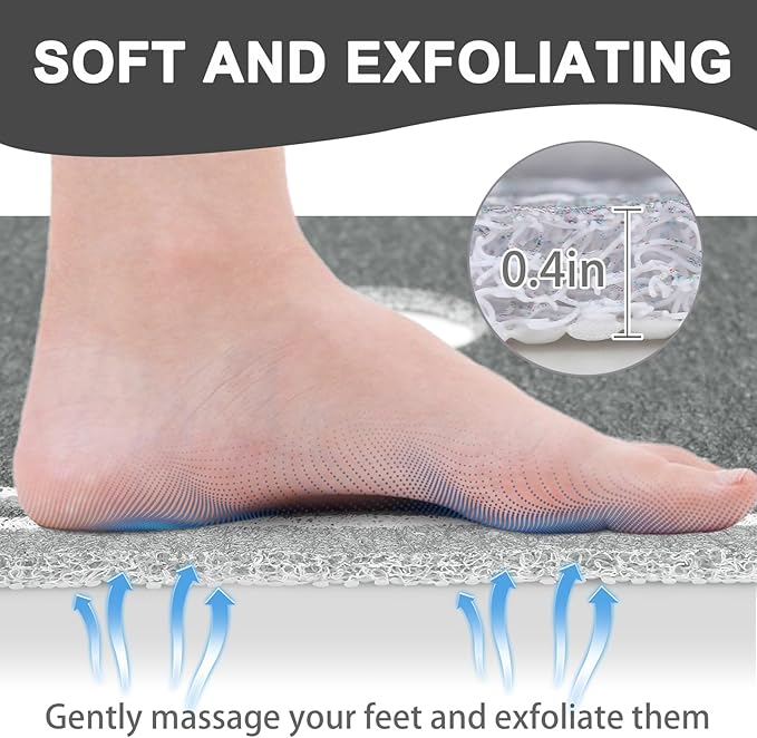 Square Shower Mat Non Slip: 27x27 Inch Extra Large Shower Mats for Inside Shower, Anti Slip Shower Floor Mat, Loofah Shower Stall Mats for Elderly, Non Slip Shower Mat with Drain Hole in Middle