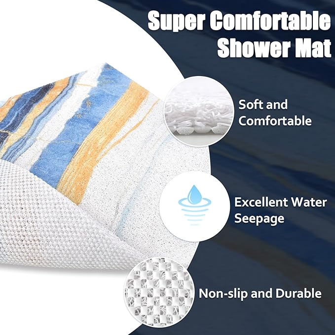 Shower Mat Non Slip: 32x32 Inch Soft and Comfortable Square Shower Mat, PVC Loofah Massage Showe Mats for Inside Shower, Anti Slip Mat for Shower, Tub, Floor, Bathroom, Kitchen, Hotel, Quick Drying
