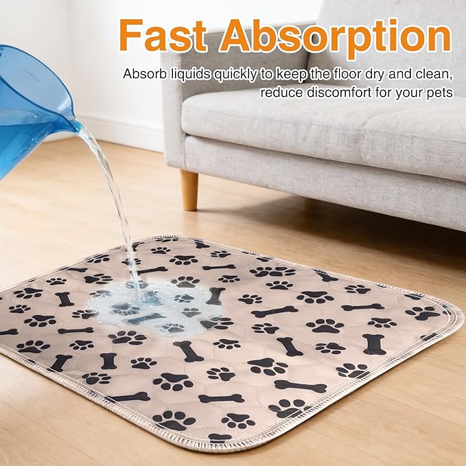 Puppy Pee Pads for Dogs,Upgraded Reusable Puppy Pads with Pheromones,Washable Pet Pads for Dogs & Cats,Durable Leak-Proof & Anti-Slip Pet Training Pads for Home & Travel (Brown-Medium)