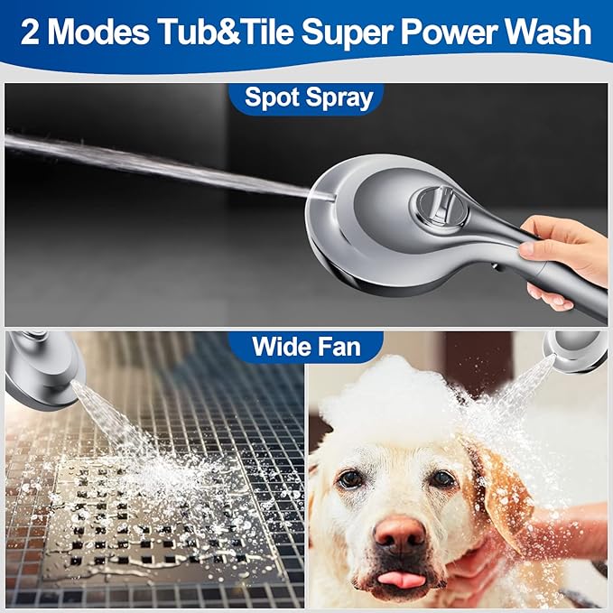 High Pressure 10-mode Detachable Shower Head with Handheld, Showerhead with ON/OFF Pause Switch, 15 Stage Water Softener Filters for Hard Water Remove Chlorine, Meet cUPC and CEC Certification
