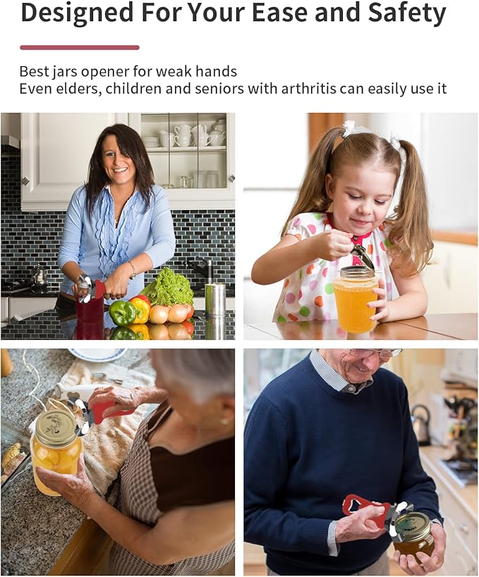CYDW Mason Jar Opener Tool with No Lid Dents or Damage, Can Opener Manual Multi-Purpose, Easy Twist Manual Handheld Top Remover Utensil, Canning Supplies Tools and Bottle Opener, Made For Lifetime