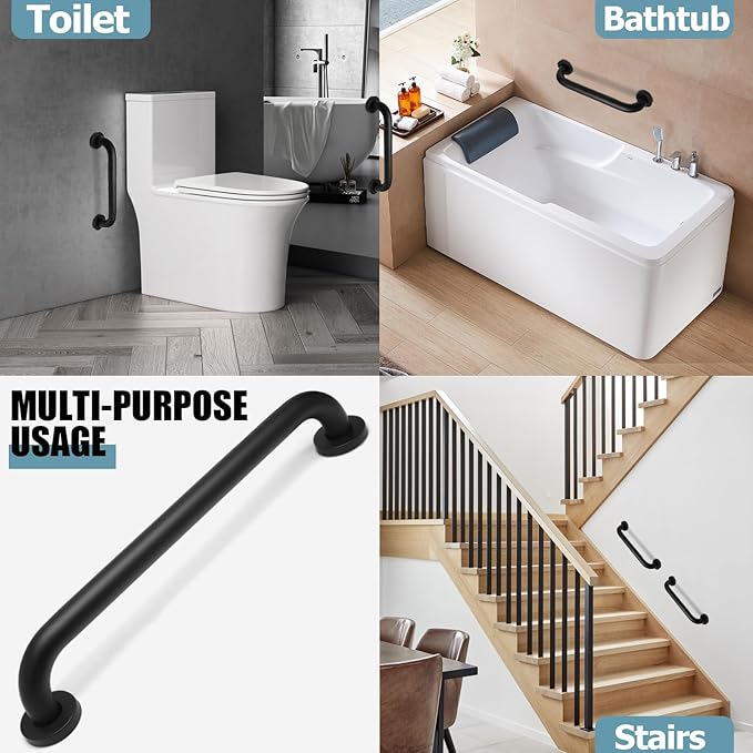16 Inch Shower Grab Bar Stainless Steel Stairs Grab Indoor & Outdoor Deck Hand Rail Safety Grab Bar Handle Bathroom Shower Balance Bar Wall Handrail Support for Handicap Senior Pregnant
