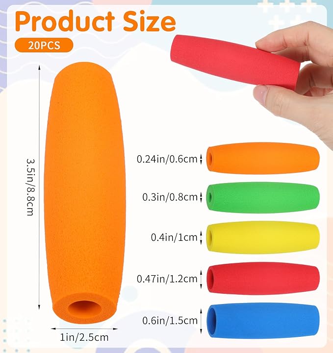 10Pcs Foam Grip Tubing, Adaptive Utensils for Elderly No-Cut Foam Grip Aid for Utensils Comfortable Padding for Disabled & Arthritic Hands, 3.5 Inch, Easy to Use
