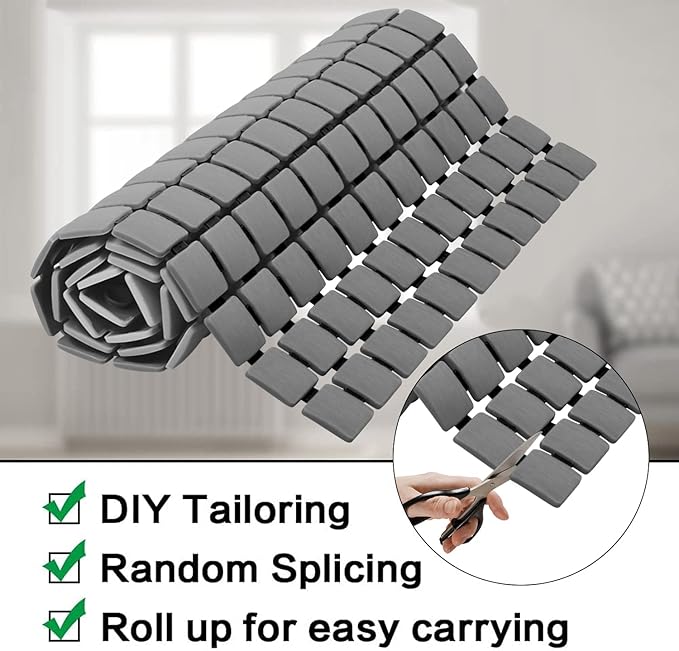 BEMISO Shower Mat Non Slip Bathtub Mat with Suction Cups and Drain Holes Bath mat for tub 33.4 x 15.7 Inch Large Size
