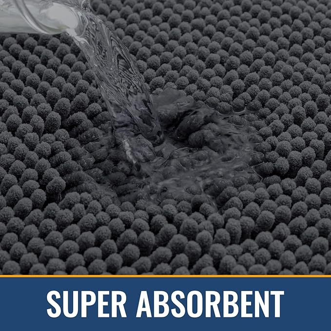 Arotive Bathroom Rugs 40x32, Extra Soft Absorbent Shaggy Chenille Bath Rugs, Machine Washable Rubber Backing Non-Slip Bath Mats for Bathroom Floor Tub and Shower, Home Decor Accessories, Dark Grey