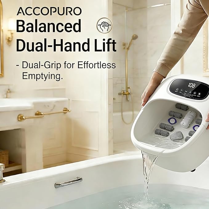 Foot Spa Bath Massager with Heat & Bubbles, Foot Soaking Tub with UV Ozone Refresh & Adjustable Temperature, Manual Rollers, Feet Soaker Gift Set with Bath Salts for Parents & Couples (White)