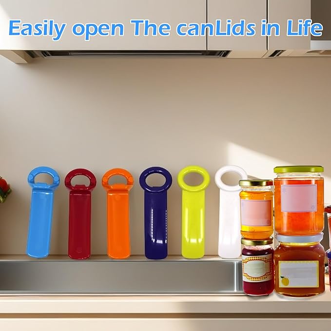 6 Pcs Jar Key Opener for Weak Hands, Elderly & Children - Plastic Jar Lid Opener with Easy Grip, Hand Held, 5.5", Colorful Design