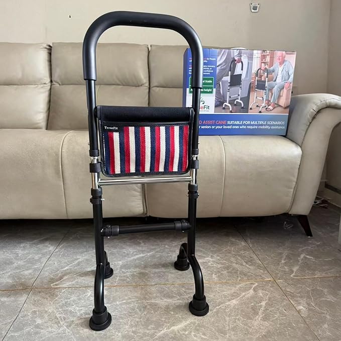 Stand Assist Aid for Elderly; Toilet Assist Rails for Tight Bathroom; Quad Canes for Seniors; Mobility Aids for Short Indoor Movements; Height Adjustable to 36 inches; Weight 5lbs Bear 350lbs