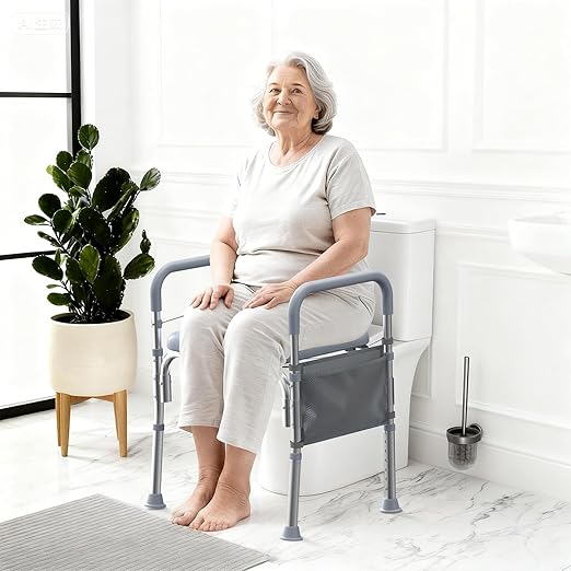Raised Toilet Seat with Handles,Adjustable Height & Width 400lb Capacity Toilet Seat Risers,Secure Support for Seniors, Bariatric & Disabled,Fit Any Toilet for Easy & Independent Use