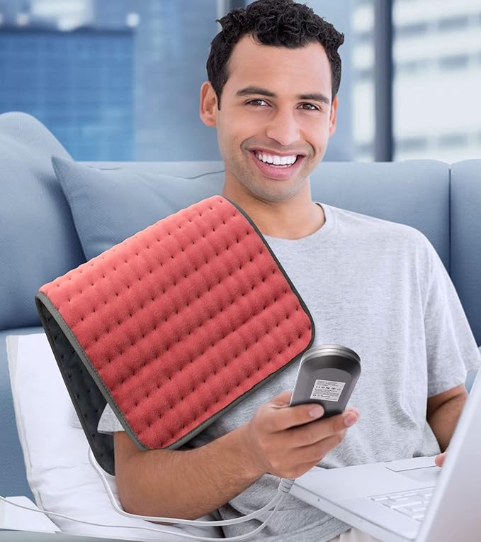 VALGELUIK Heating Pad for Back, Neck & Shoulder Pain Relief – 12"x24" Electric Heat Pad, Auto-Off, Machine Washable, Moist/Dry Heat Options – Thoughtful Mother's Day Gifts for Mom, Dad, Women & Men
