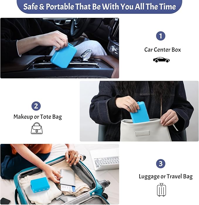 Foldable Weekly Pill Organizer 2 Times a Day with 2 Extra Compartments (Clear Printed Labels) - Portable 7 Day AM PM Medicine Box, Week Daily Travel Pill Case Holder for Vitamin, Supplement - Blue