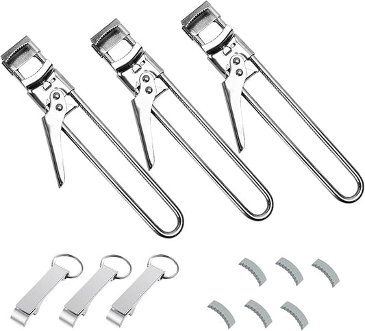 3-Pack Adjustable Stainless Steel Jar Opener - Multifunctional Jar Opener for Weak Hands, Seniors with Arthritis - Includes Keychain Opener - Opens Jars, Bottles, Containers Easily，Kitchen Accessories