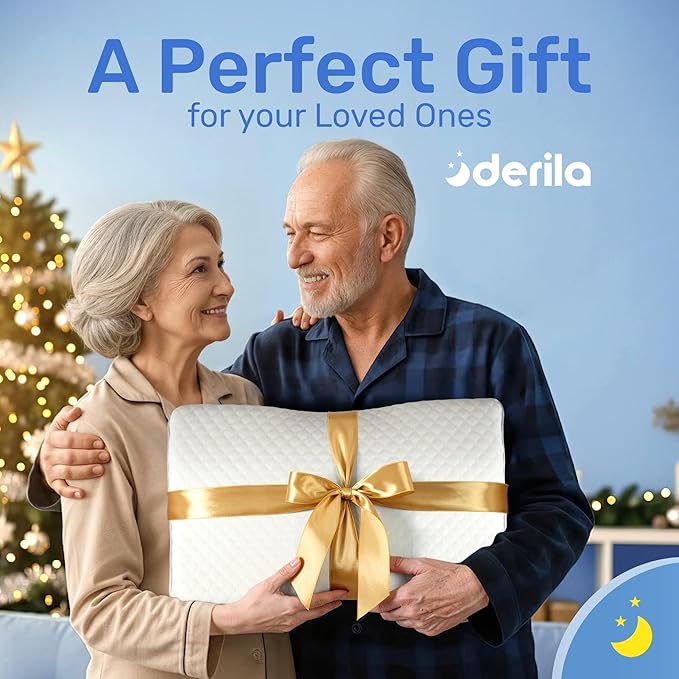 Derila Cervical Neck Pillow for Sleeping - Support Pillow for Back, Stomach, Side Sleeper Contour Memory Foam Pillows for Shoulder Relief, for Women 19.7" x 11.8" x 3.9"