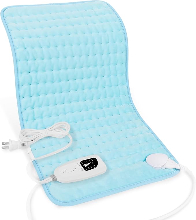 Deepsoon Heating Pad,Electric Heating Pads for Back,Neck,Moist Heating Pad for Abdomen Shoulder Knee Legs,Dry/Moist Heat&Auto Shut Off,Mother's Day Birthday for Men and Women,Light Blue,24x12 Inch