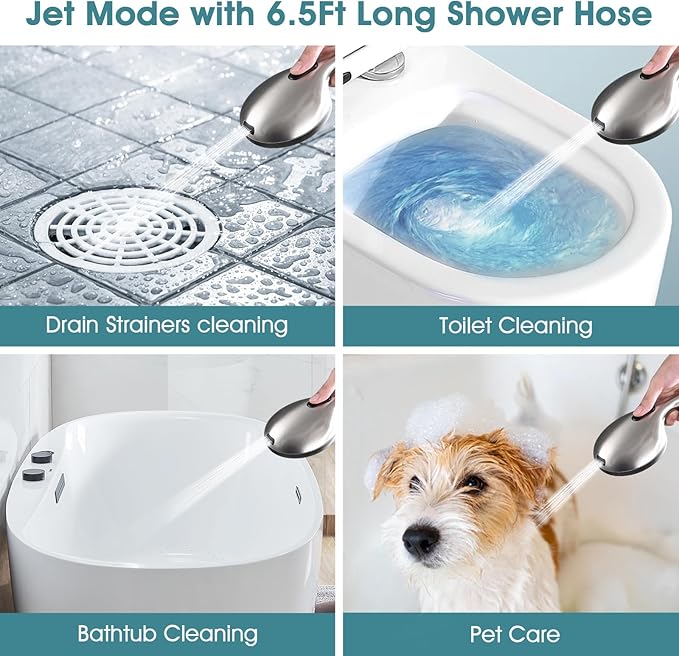 Hand Shower with Slide Bar, High Pressure 10 Setting Handheld Shower Head, Adjustable Height 24" Slide Bar, Wall Supply Elbow and 6.6ft Extra Long Shower Hose - Brushed Nickel