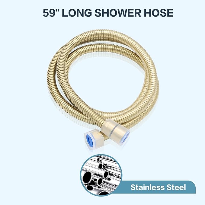 ENGA Vintage Hand-held Shower Rain Sprayer Telephone Shaped Ceramic Shower Head with 59 Inch Hose for Bathroom, Brushed Gold