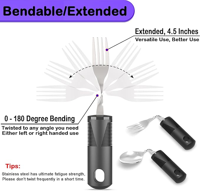 Adaptive Utensils for Parkinsons Patients Elderly, Weighted Utensils for Hand Tremors, Parkinsons Eating Utensils for Disabled People, Weighted Silverware for Hand Tremors Arthritic Hands