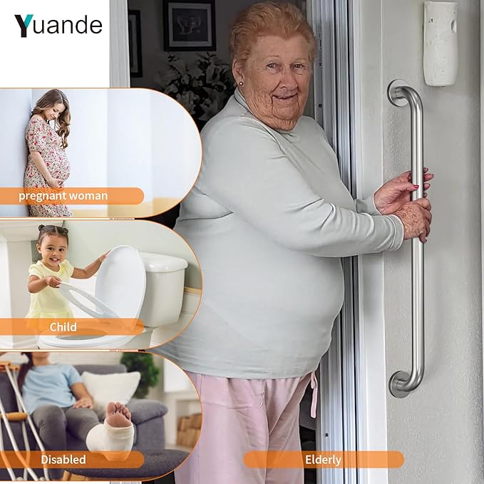 4 Pack 32 Inch Shower Grab Bars, YuanDe Brushed Nickel Stainless Steel Bathroom Wall Grab Bar Handle, Shower Balance Bar, Safety Hand Rail Support, Handicap Elderly Senior Bath Grab Handle(1.25" Tube)