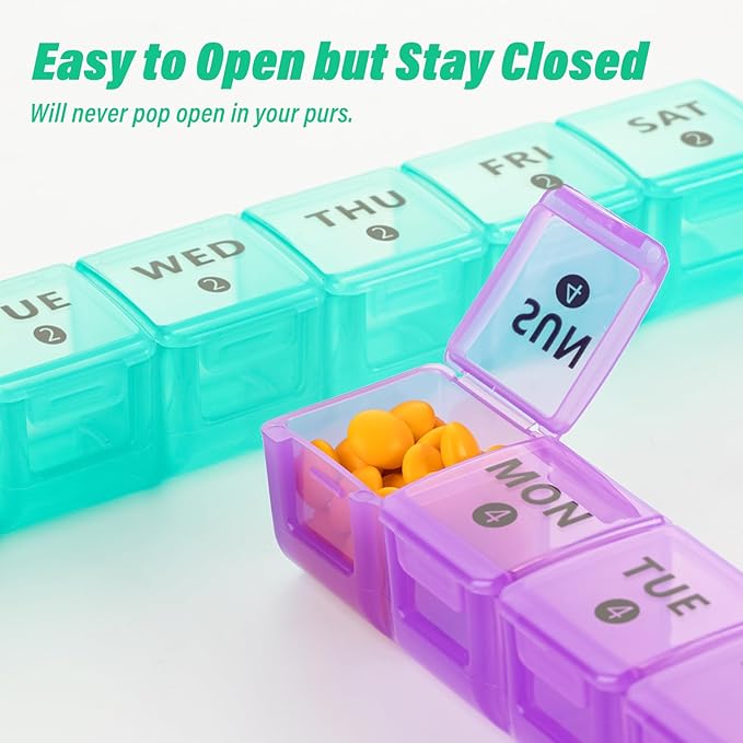 XL Large Monthly Pill Organizer 4 Weeks, 28 Day Pill Organizer Weekly, Big Compartment with Travel Case, 7 Day Pill Dispenser 4 Times a Day, Medicine Organizer Box for Vitamin, Fish Oil