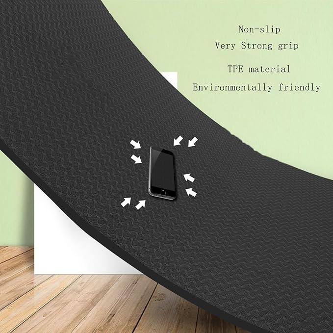 Yoga Mat 1/3" (8mm) Thick Non-Slip, Women Men Fitness & Exercise Mat, 72"Lx24"W Eco-Friendly TPE Workout Mat with Carrying Strap for Yoga, Pilates, Home Gym, Floor Exercises