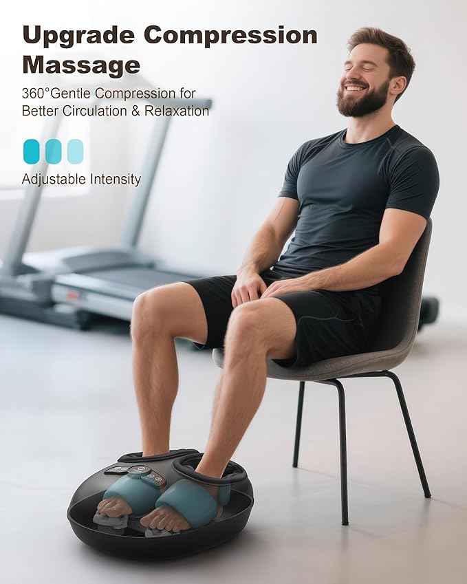 Beleduc Foot Massager with Heat and Compression, FSA Eligible, Deep Kneading Shiatsu Foot Massager for Plantar Fasciitis & Neuropathy, 3 Intensities, Washable Covers, Fits Up to Men Size 14