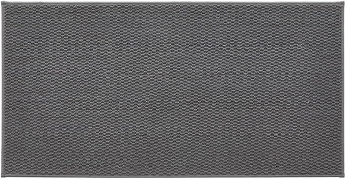 TYUU Bathroom Rugs Non Slip Washable, Super Absorbent Thin Bath Mat Quick Dry Low Pile Bathroom Rug, Dark Grey 24"x47"