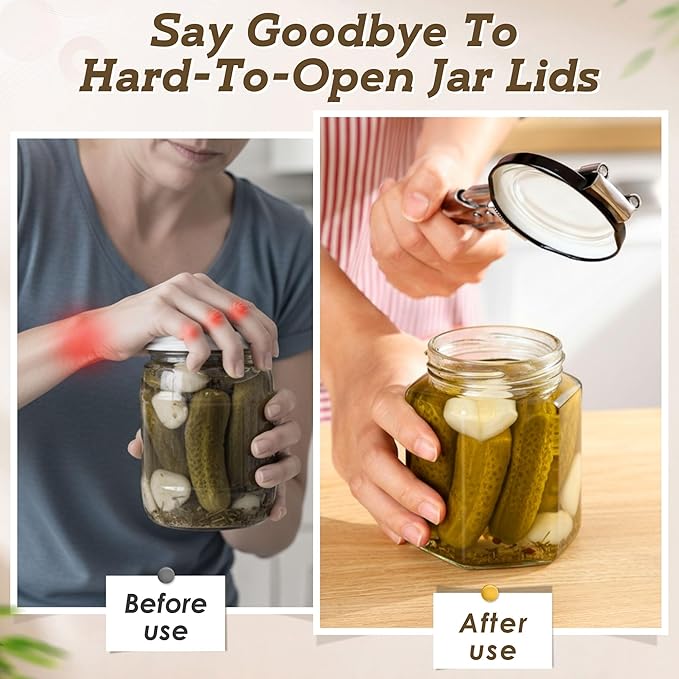 3 Pack Jar Opener, Jar Openers for Seniors with 2 Keychain Bottle Beer Opening, Adjustable Stainless Steel Can Open With Gripper Pad. Kitchen Gadgets for Party, Holiday, Easy for Kid, Seniors