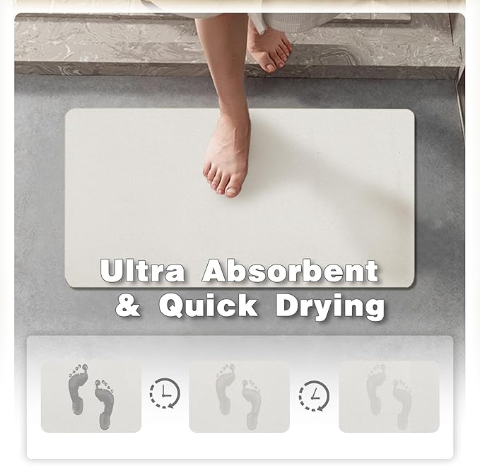 TYUU Toilet Rug, Thin Toilet Rugs U Shaped Washable Non Slip Absorbent Quick Dry Low Pile Toilet Mat, 20"x24" U Shape White