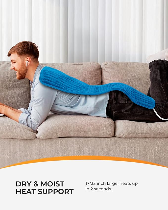 HSA Approved Heating Pad for Back Pain & Cramps Relief, CooCoCo Large Heated Pad for Neck and Shoulders, Gifts for Husband Him Mom Her Women Men, Machine Washable, 10ft Cord