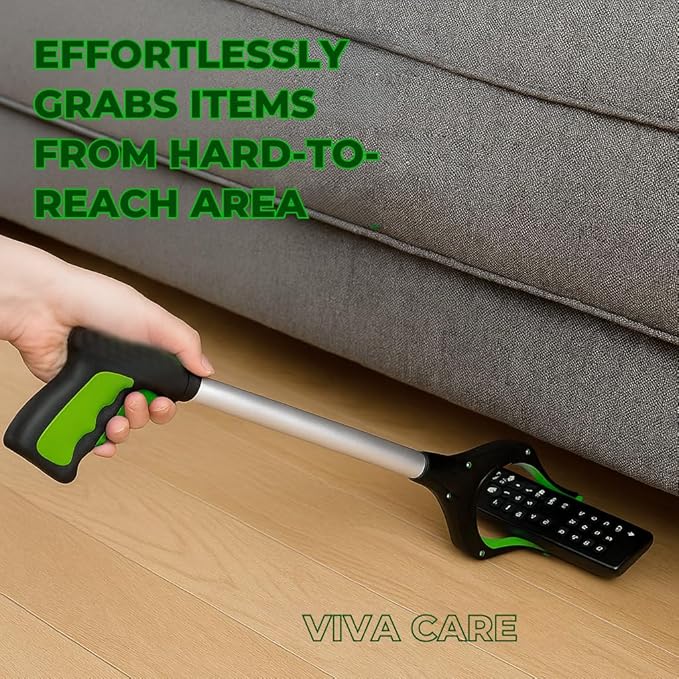 Foldable Grabber Reacher for Seniors – Lightweight, Rotatable Clamp, Non-Slip Grip, 32" Long, an Arm Extension Pickup Tool [Green]